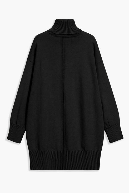 Oversized Turtleneck Center Seam Knit Sweater Dress