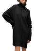 Oversized Turtleneck Center Seam Knit Sweater Dress