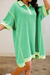 Oversized Twist Ribbed Corded Polo T Shirt Dress