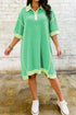 Oversized Twist Ribbed Corded Polo T Shirt Dress