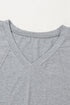 Oversized V Neck Half Sleeve Raglan Knit Top
