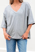 Oversized V Neck Half Sleeve Raglan Knit Top