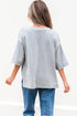 Oversized V Neck Half Sleeve Raglan Knit Top