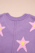Oversized V Neck Tufted Star Exposed Seam Sweater
