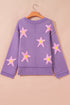 Oversized V Neck Tufted Star Exposed Seam Sweater