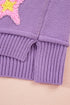 Oversized V Neck Tufted Star Exposed Seam Sweater
