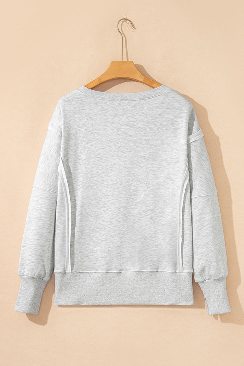 Oversized Varsity Graphic Print Drop Shoulder Pullover Sweatshirt
