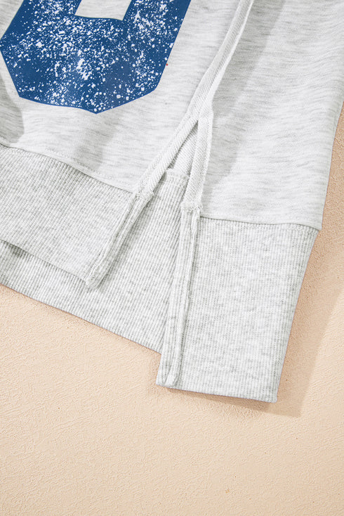 Oversized Varsity Graphic Print Drop Shoulder Pullover Sweatshirt