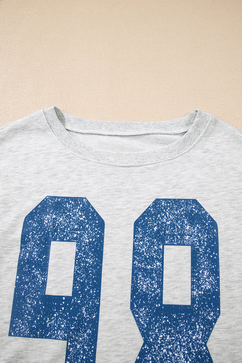Oversized Varsity Graphic Print Drop Shoulder Pullover Sweatshirt