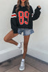 Oversized Varsity Stripe Graphic Crew Neck Sweatshirt