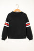 Oversized Varsity Stripe Graphic Crew Neck Sweatshirt