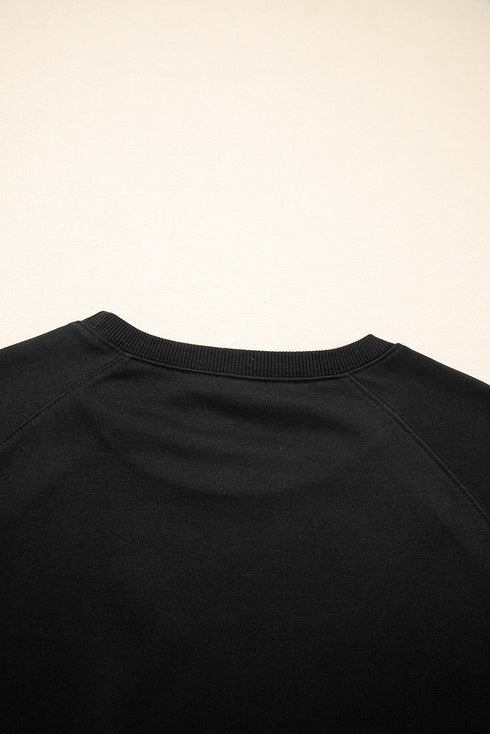 Oversized Varsity Stripe Graphic Crew Neck Sweatshirt