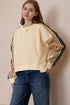 Oversized Varsity Stripe Sleeve Crew Neck Pullover Sweatshirt