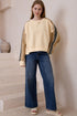 Oversized Varsity Stripe Sleeve Crew Neck Pullover Sweatshirt
