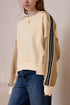 Oversized Varsity Stripe Sleeve Crew Neck Pullover Sweatshirt