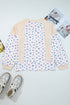 Oversized Waffle Knit Floral Patchwork Balloon Sleeve Top