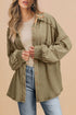 Oversized Waffle Knit Patchwork Button Down Shacket Jacket