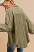 Oversized Waffle Knit Patchwork Button Down Shacket Jacket