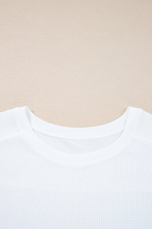 Oversized Waffle Knit Ribbed Patchwork Dolman Sleeve Top