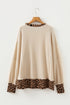 Oversized Waffle Knit Star Patch Animal Print Top