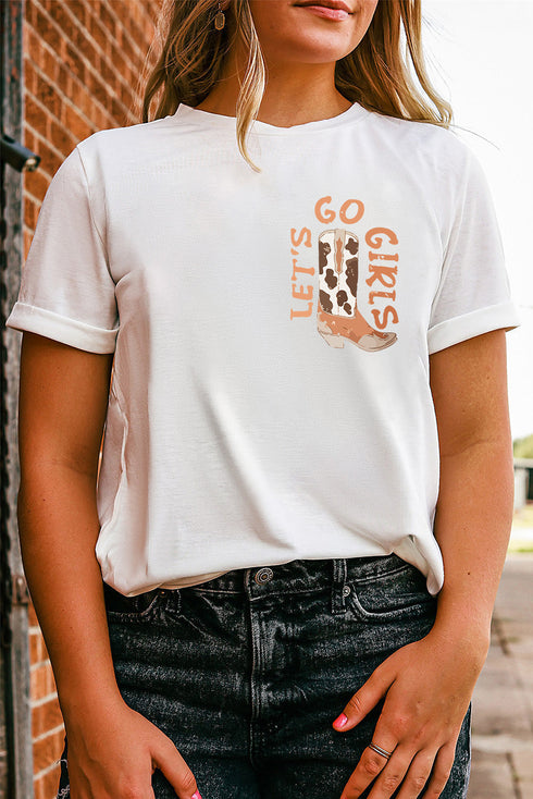 Oversized Western Cowboy Hat And Boots Graphic Print T-Shirt