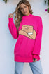 Oversized Western Hat Graphic Mock Neck Sweater