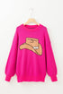 Oversized Western Hat Graphic Mock Neck Sweater