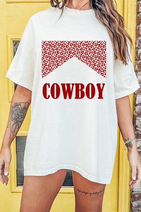 Oversized Western Letter Graphic Short Sleeve Tee
