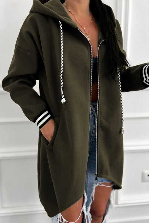 Oversized Zip Front Longline Tunic Hoodie