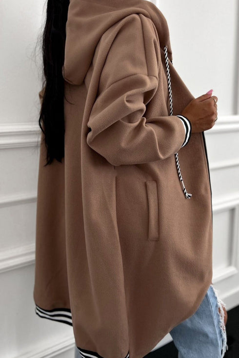 Oversized Zip Front Longline Tunic Hoodie