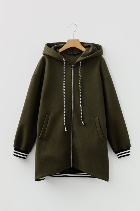 Oversized Zip Front Longline Tunic Hoodie