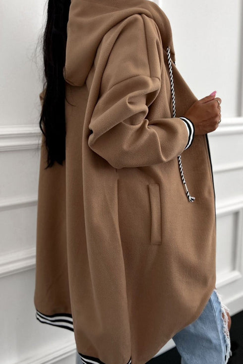 Oversized Zip Front Longline Tunic Hoodie