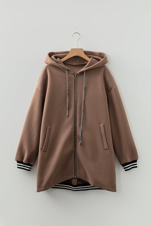 Oversized Zip Front Longline Tunic Hoodie