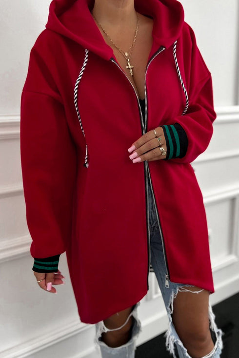 Oversized Zip Front Longline Tunic Hoodie