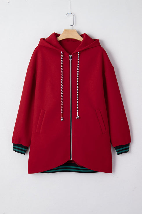 Oversized Zip Front Longline Tunic Hoodie