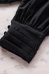 Padded Shoulder Pleated Sleeve Button Cuff Loose Blouse