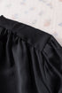 Padded Shoulder Pleated Sleeve Button Cuff Loose Blouse