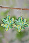 Painted Shamrock Shape Lightweight Plank Drop Earrings