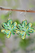 Painted Shamrock Shape Lightweight Plank Drop Earrings