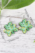 Painted Shamrock Shape Lightweight Plank Drop Earrings