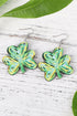 Painted Shamrock Shape Lightweight Plank Drop Earrings