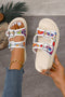 Paisley Crochet Buckle Strap Platform Slides
