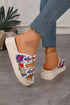 Paisley Crochet Buckle Strap Platform Slides