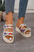 Paisley Crochet Buckle Strap Platform Slides