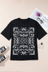Paisley Pattern Cotton Blend Crew Neck Loose Fit Tunic Tee