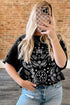 Paisley Pattern Cotton Blend Crew Neck Loose Fit Tunic Tee