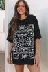 Paisley Pattern Cotton Blend Crew Neck Loose Fit Tunic Tee
