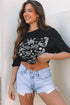 Paisley Pattern Cotton Blend Crew Neck Loose Fit Tunic Tee