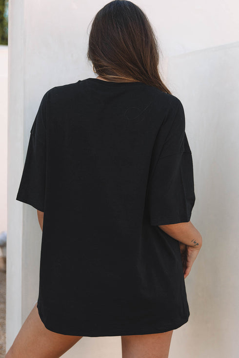 Paisley Pattern Cotton Blend Crew Neck Loose Fit Tunic Tee