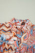 Paisley Pattern Smocked Cuff Button Up Blouse